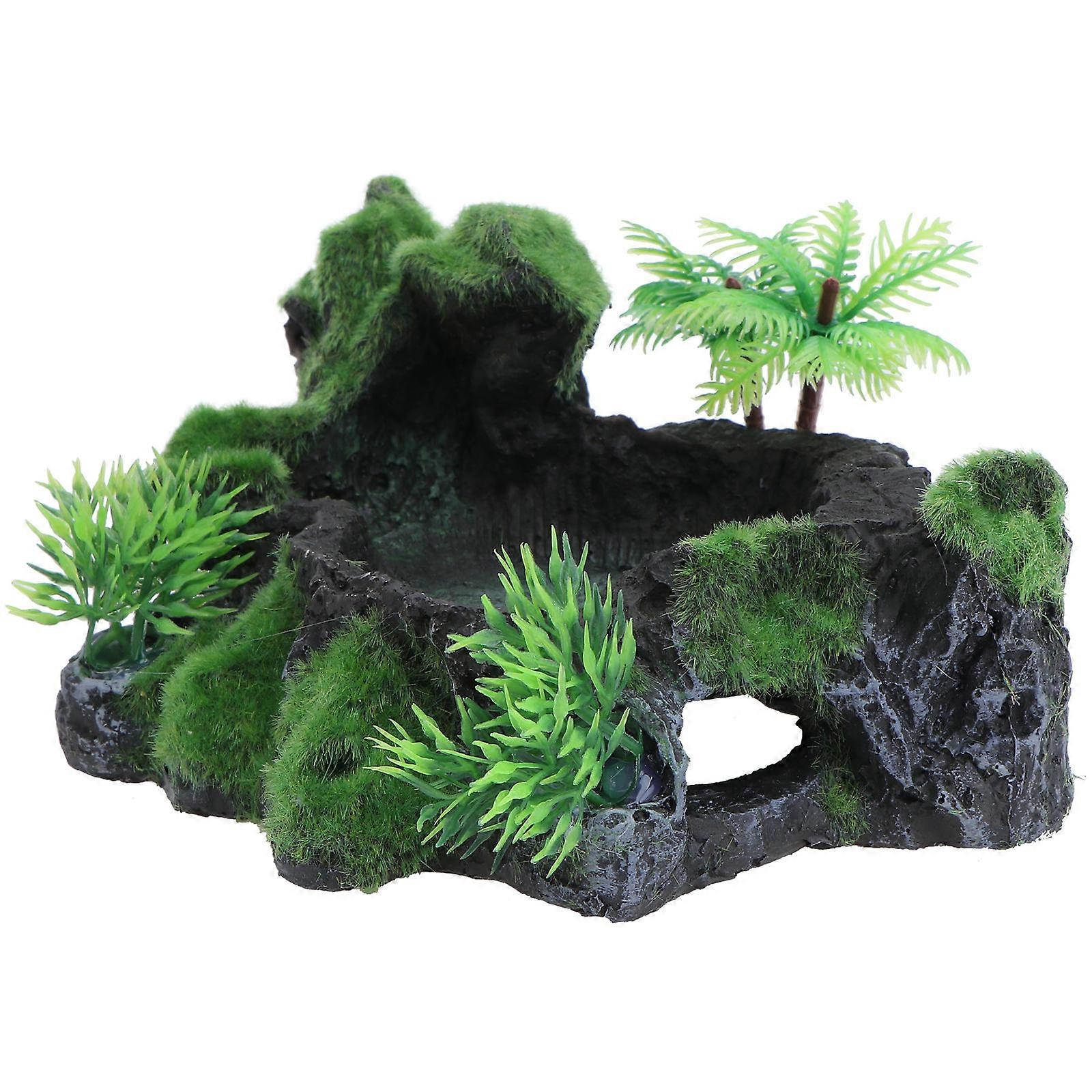 Bearded Dragon Feeding Bowl Resin Tortoise Feeder Irregular Shape Pet Supply Anti-Spill 1Pcs