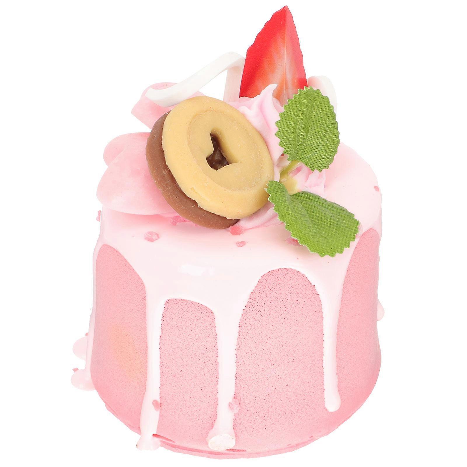 Pink Simulation Cake Model for Decor Made of Durable PU Material Perfect for Photography Props and Home Decoration