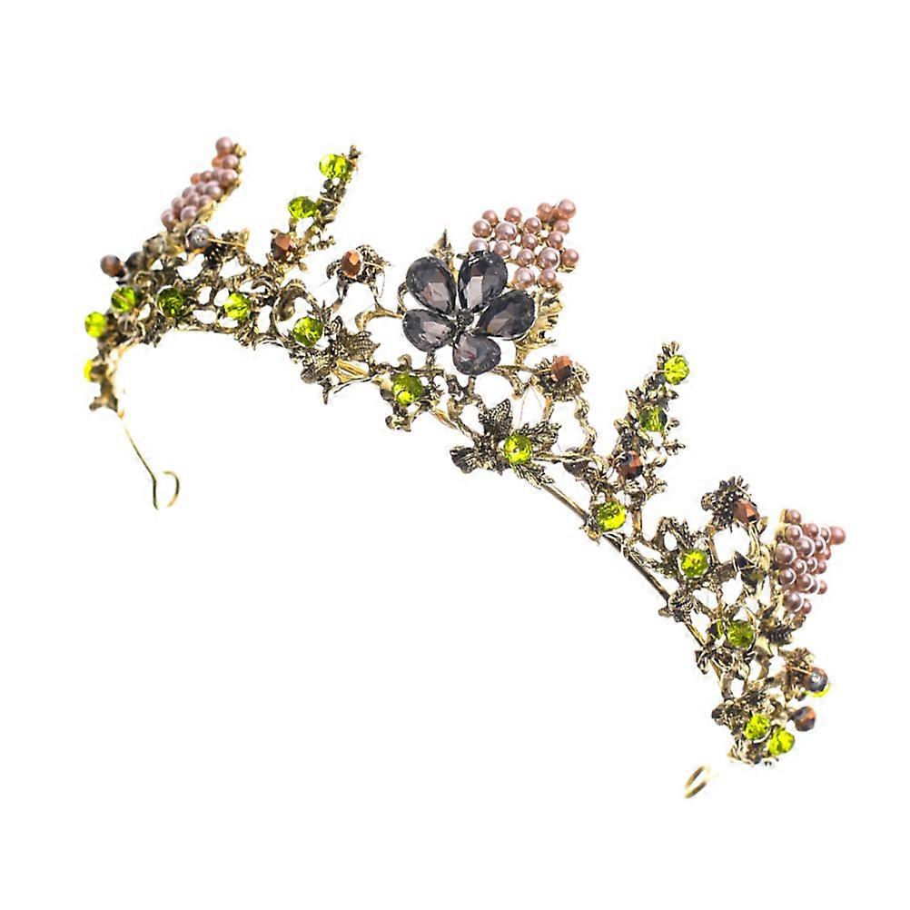 Green Rhinestone Crown Headband for Decor Chic and Design with Great Workmanship Alloy