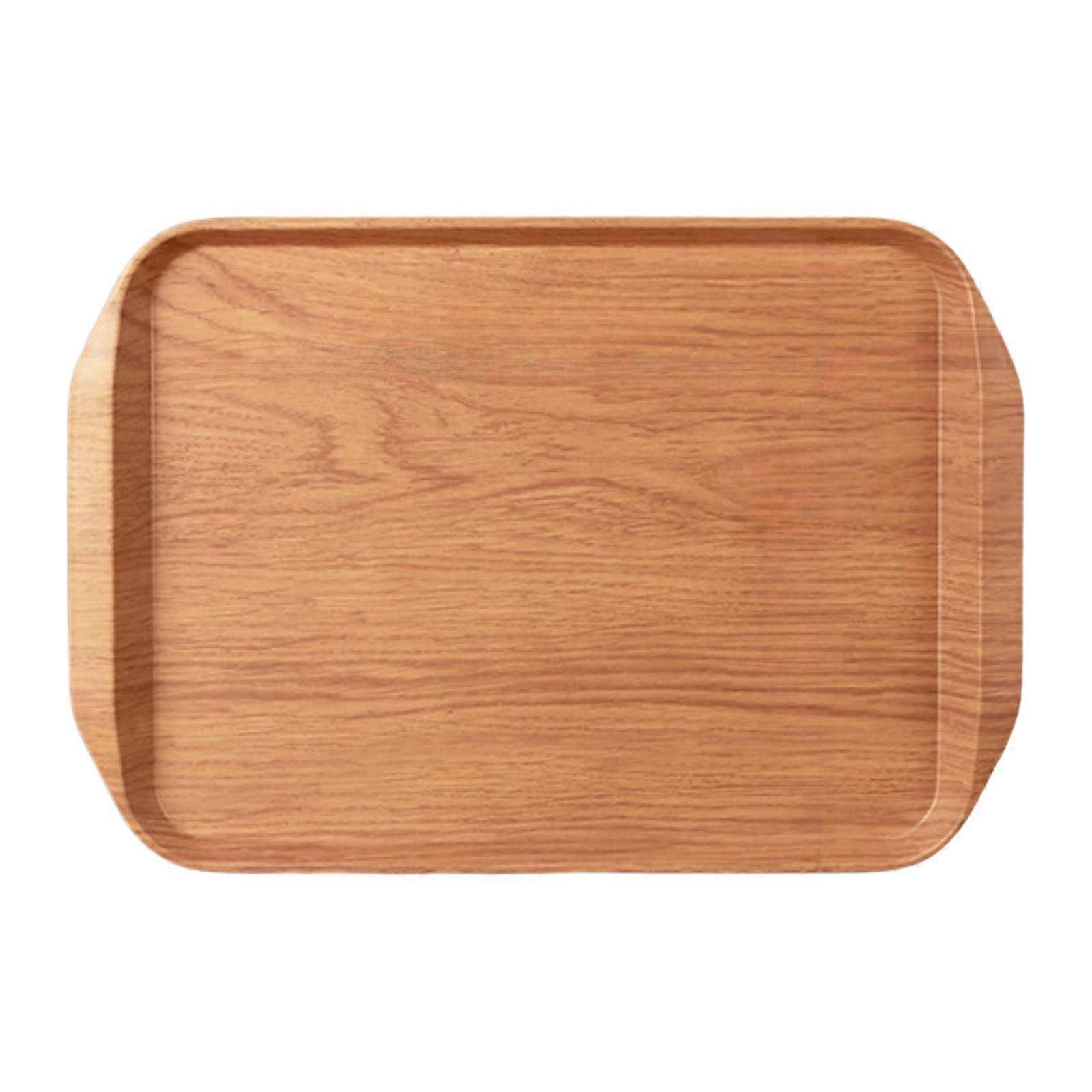 Melamine Wood Grain Tray Dinner Tray Rectangular Serving Platter for Food Cookie