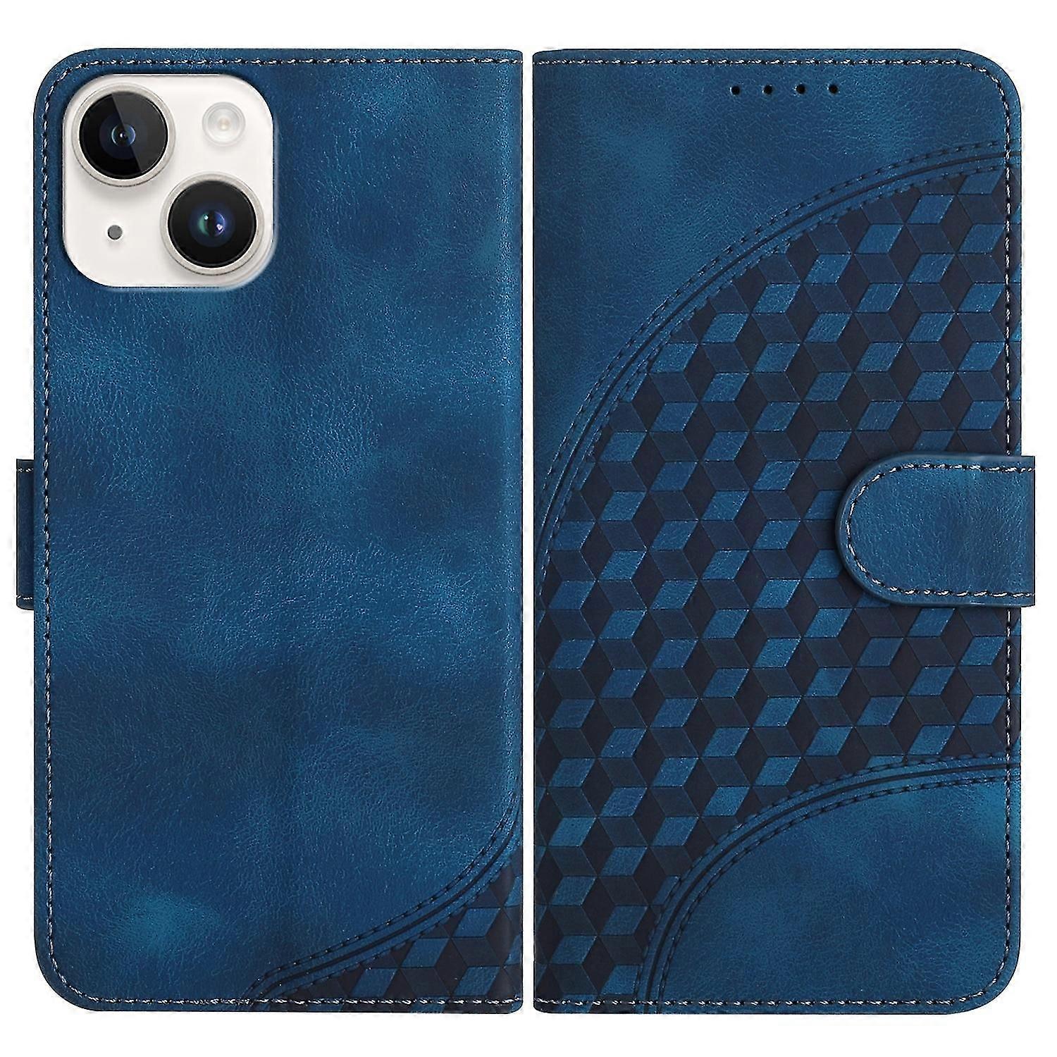 For iPhone 14 Elephant Head Embossed Phone Leather Case with Lanyard