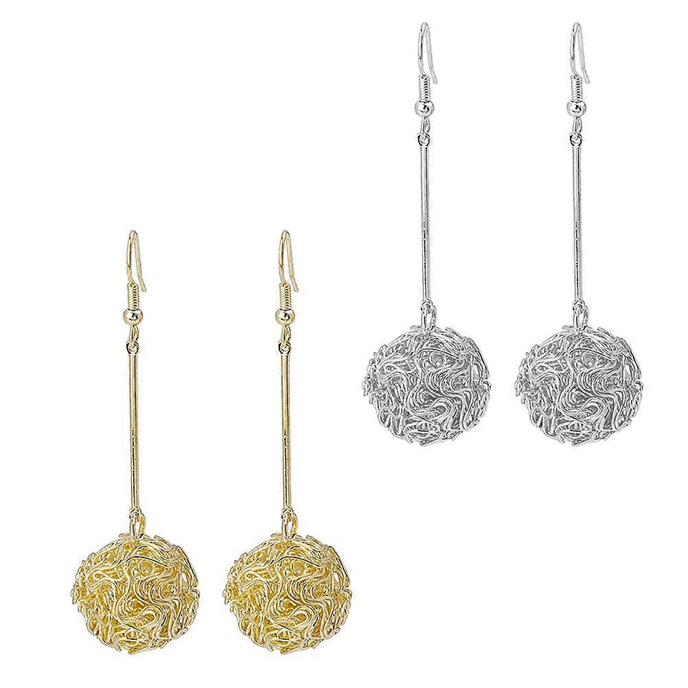 a creative and engaging product description for your **2 Pairs Creative Hollow Iron Ball Earrings**:
✨ **Elevate Your Style with Bold Elegance –