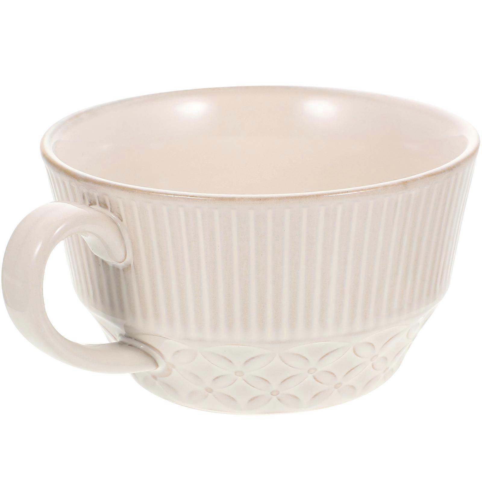 White Coffee Cup For Office Use Non-Slip Handle High-Temperature Firing Process 1Pcs