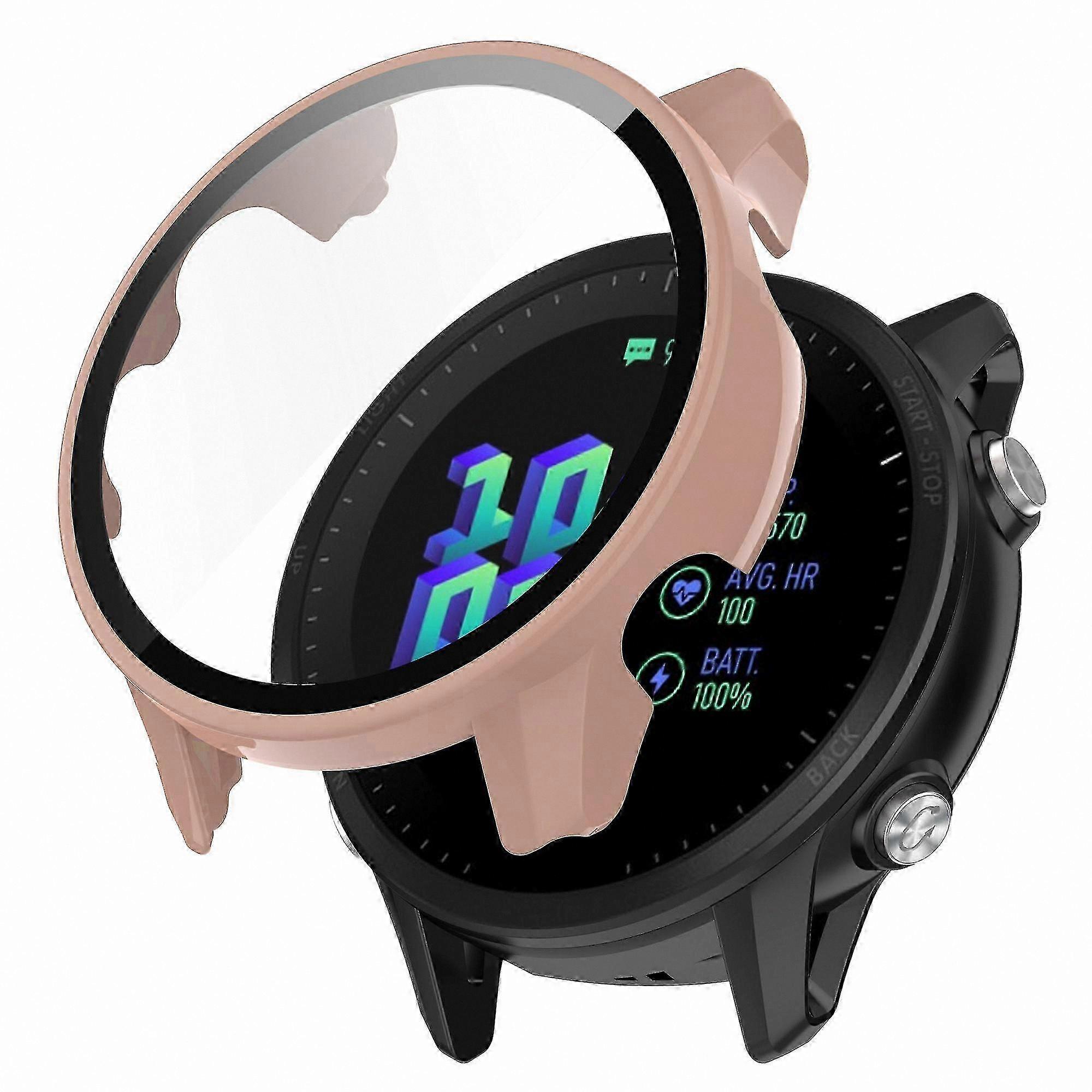 Durable Hard PC Case with Tempered Glass Screen Protector for GPS Running Smartwatch