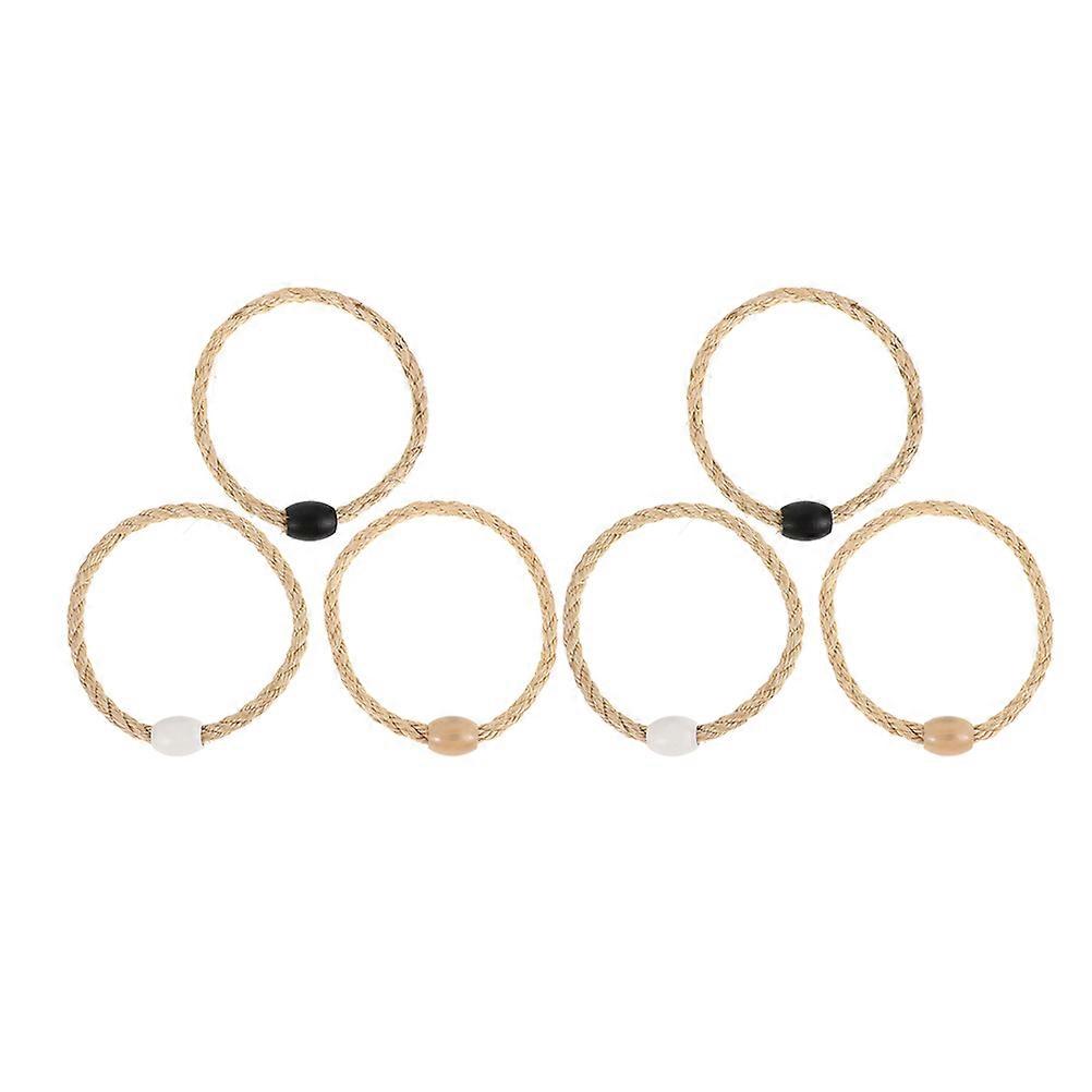Rope Ring Toss Game for Outdoor Fun and Agility Practice with Wood and Jute Rope Multi 6pcs