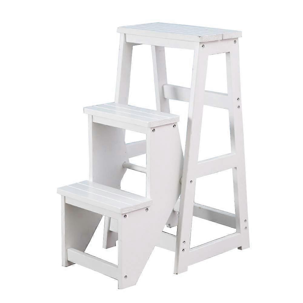 Folding Step Stool, Solid Wood Foldable Step Stool, 3Step Stool, Multifunctional Entryway Shoe Stool for Home/Library
