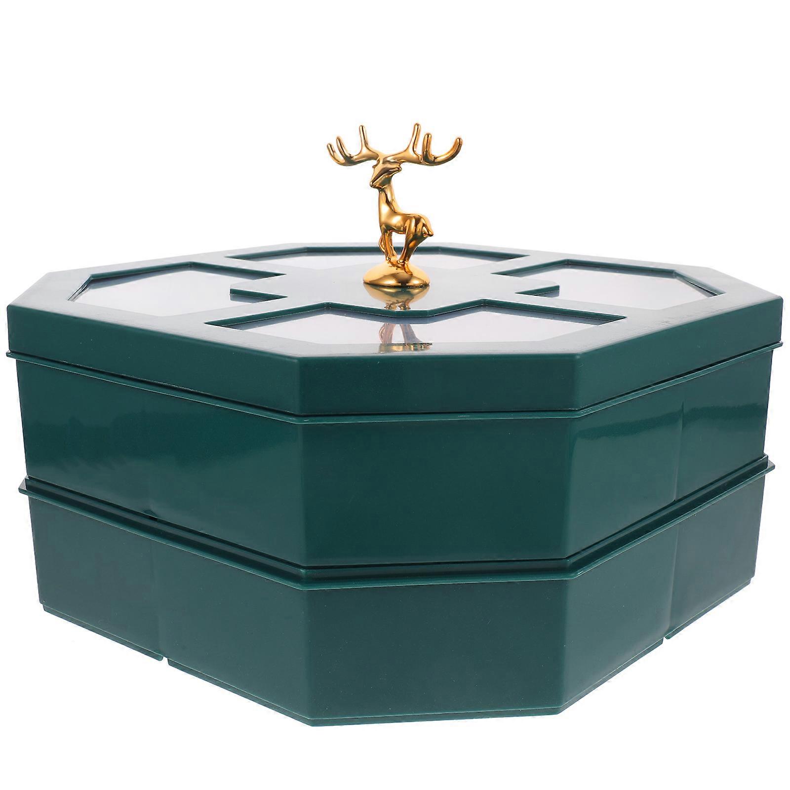 Multi Grids Snack Serving Box Dessert Container For Restaurants Hotels And Celebrations In Green 1Set
