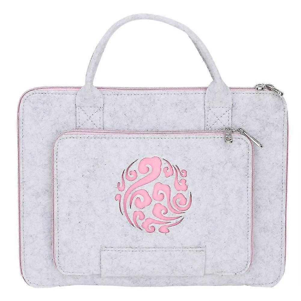 Felt Laptop Notebook Bag with Handle & Pocket - 15 Carving Flower Computer Case for Protection & Stylish Storage