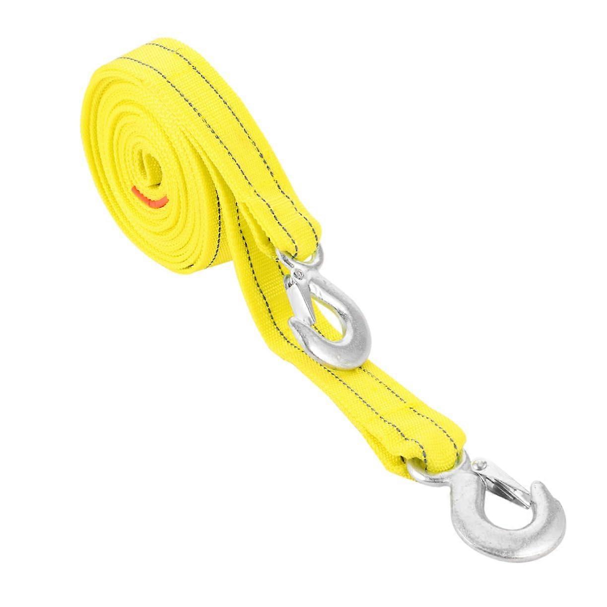 Tow Rope Heavy-Duty With U-Shaped Hooks And Reflective Strips For Cars Emergency Use