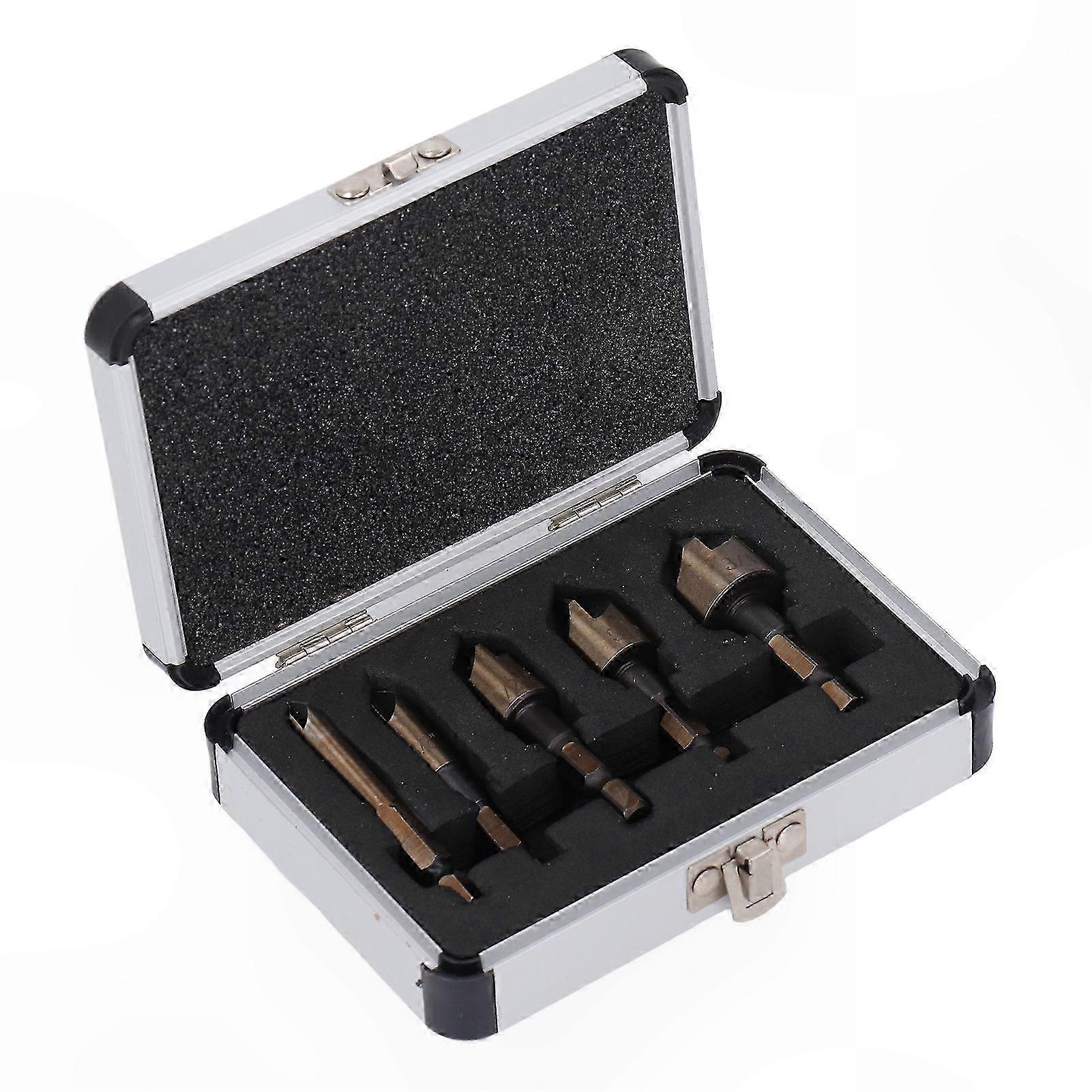 5-Piece Countersink Drill Bit Set, 1/4" Hex Shank, 5 Flute for Wood and Metal Projects