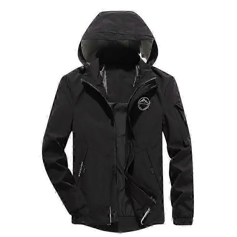 Plus Size Men's Jacket with Detachable Hood and Multi-Pockets