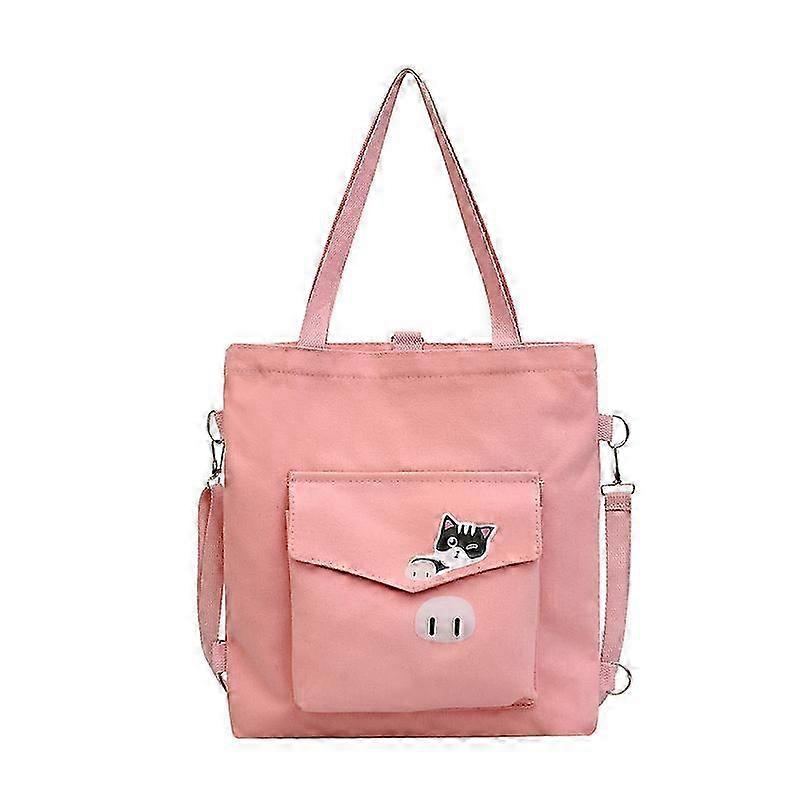 Medium Cotton Canvas Tote Grocery work study Shoulder Bag,1pc-pink