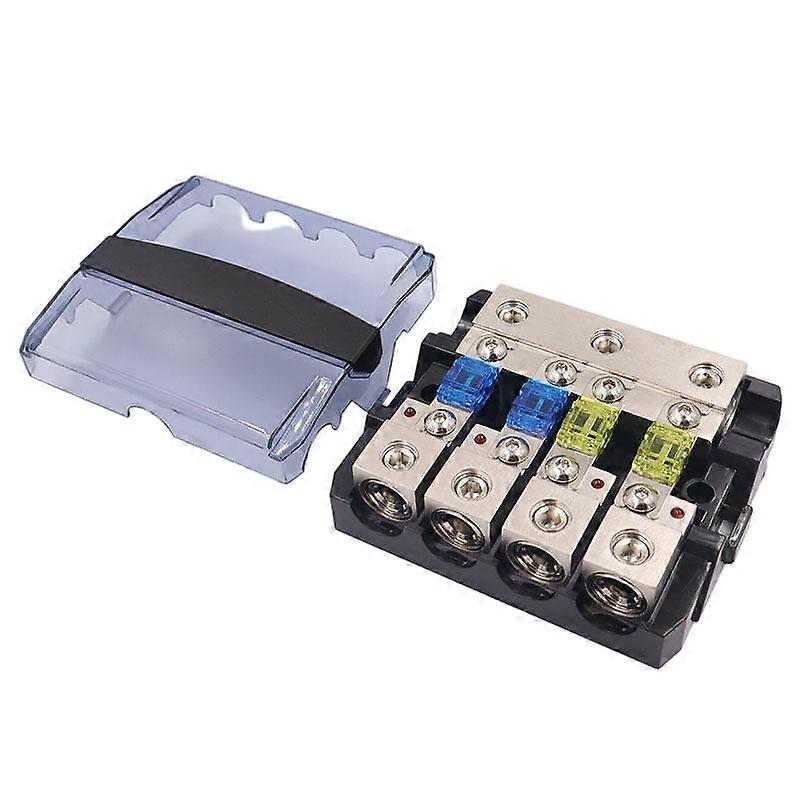 Car audio distribution box, one-to-four with LED lights, suitable for all vehicle models, audio modification accessories