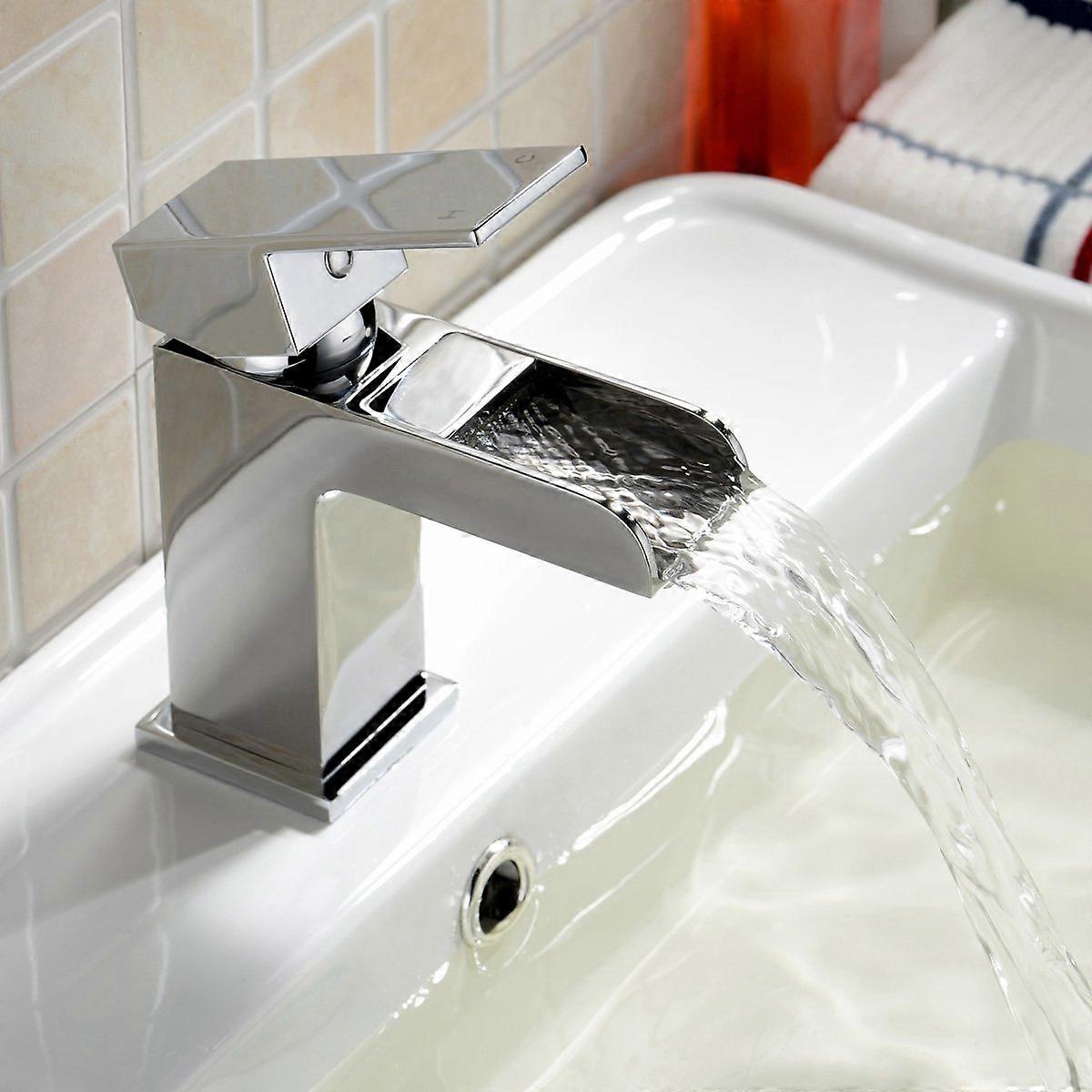 Ozone Waterfall Basin Mono Sink Mixer Tap Chrome Brass Deck Mounted