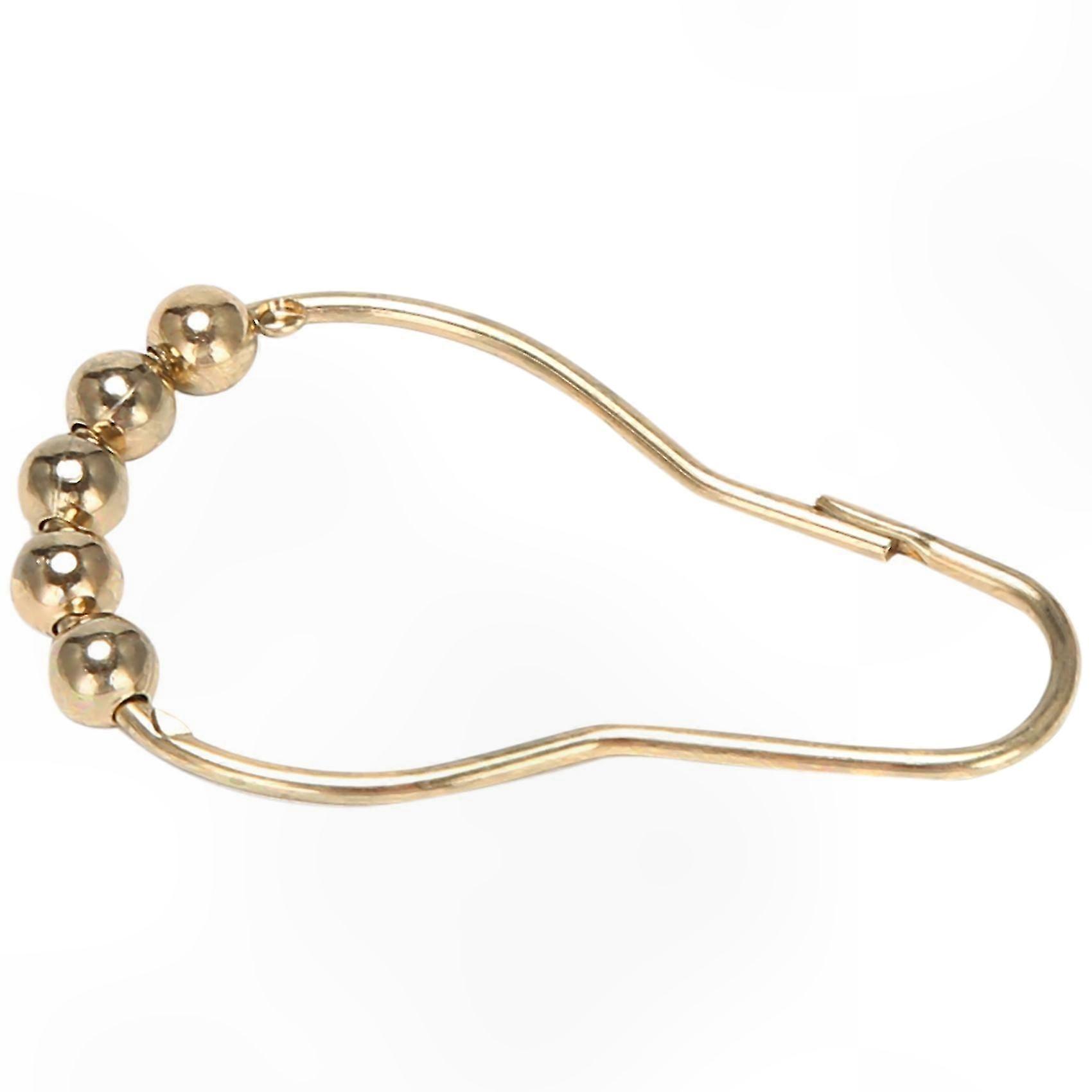 Smooth Glide Shower Curtain Hooks, Rust-Proof Stainless Steel Rings, Polished Gold Finish, Set of 12 for Rods