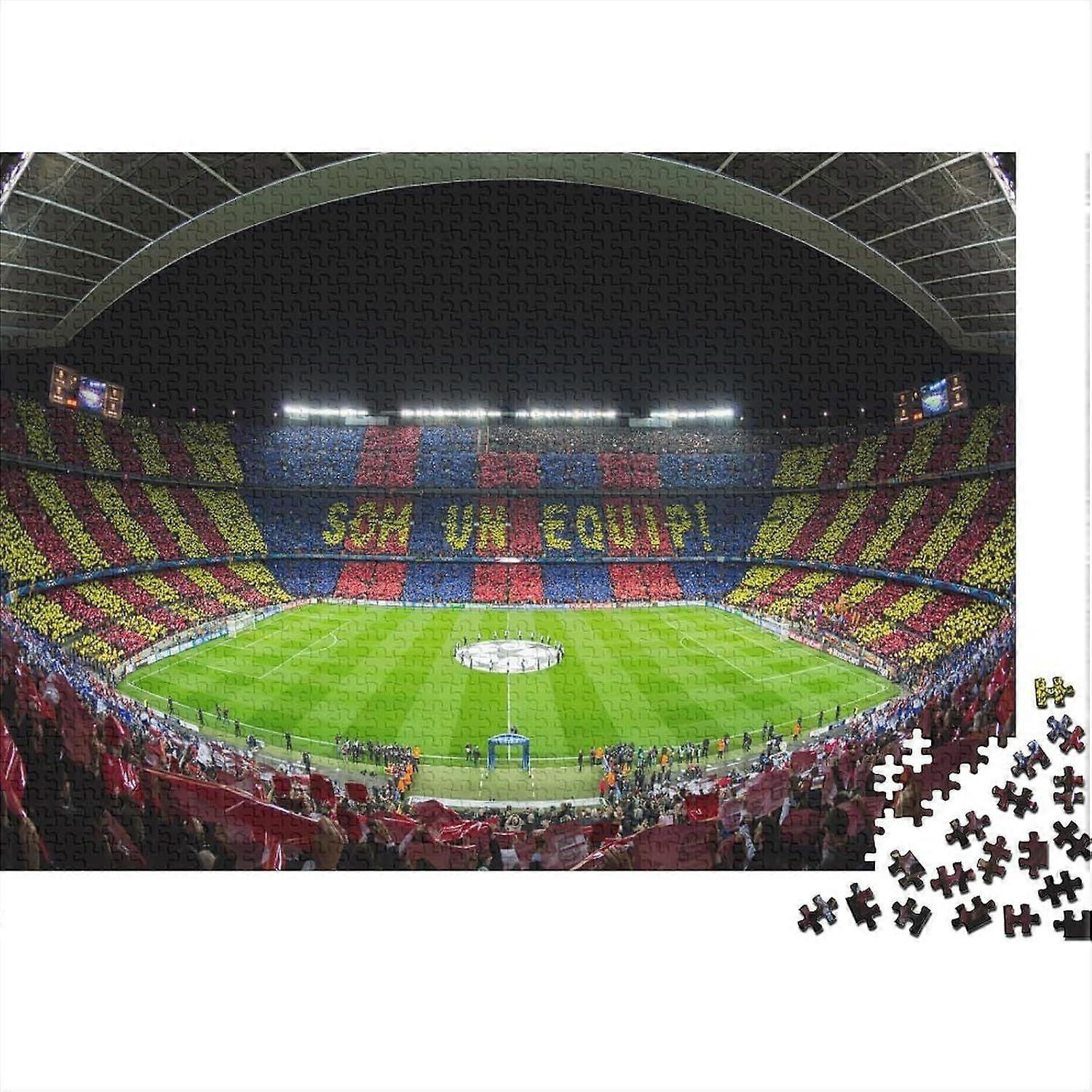 ملعب كامب نو 1000/500/300 قطعة ألغاز بانوراما للبالغين هدايا احتفالية لكرة القدم تحدي تعليمي عائلي تحدي ديكور المنزل PTPT 0973