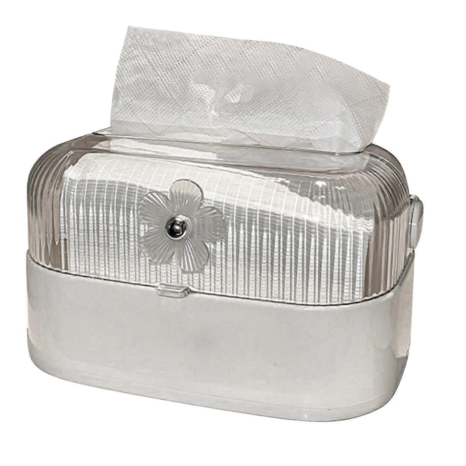 Spring Loaded Tissue Box Holder Large Capacity Facial Tissue Dispenser with Flip Top Cover Easy Refill PET Material Durable Design