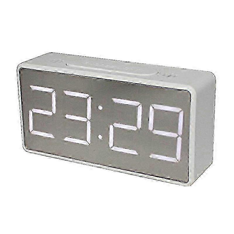 B-type Digital Clock with Mirror, LED Display, Snooze Function and Dual Format 12/24 Hour Clock for Bedside Use