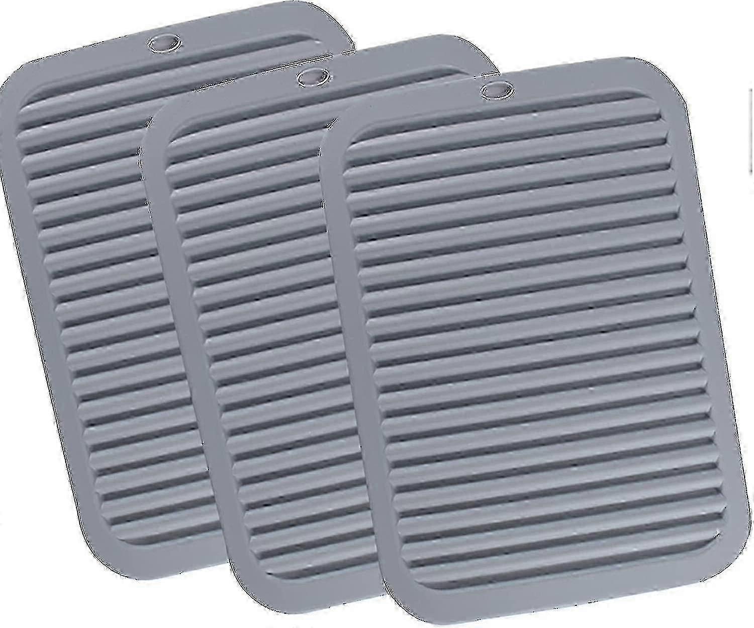 3pcs Grey Silicone Kitchen Mat For Worktop, Table Protector Heat ,h...