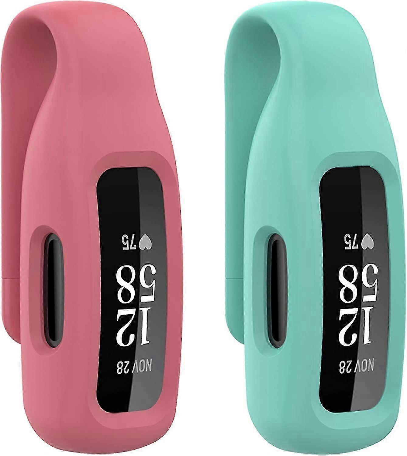 (2 Pack)Compatible for Fitbit Inspire 2 Clips with Steel Sheet, Solid Color Silicone Inspire Accessory Clip, Wine Red, Lavender
