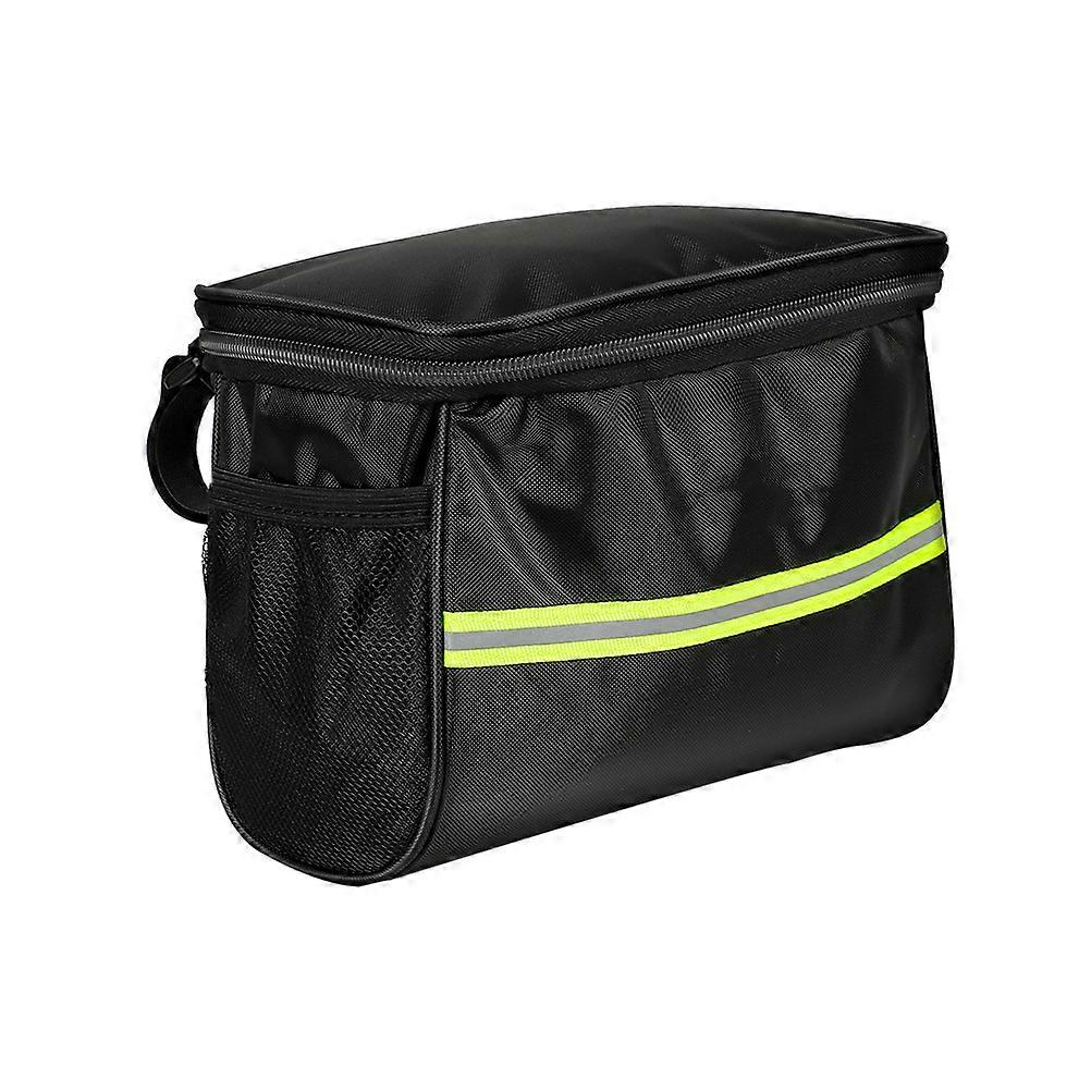 Cycling Handlebar Bag 4L Black With Reflective Strips For Outdoor Cyclists With Waterproof Capability 1Pcs