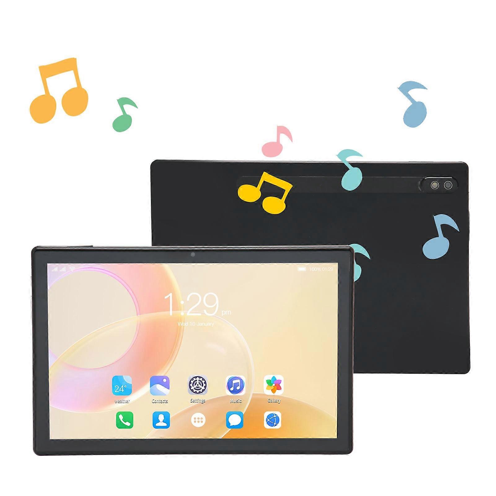 10-Inch Black Tablet 6GB RAM 256GB ROM Octa Core CPU US Plug