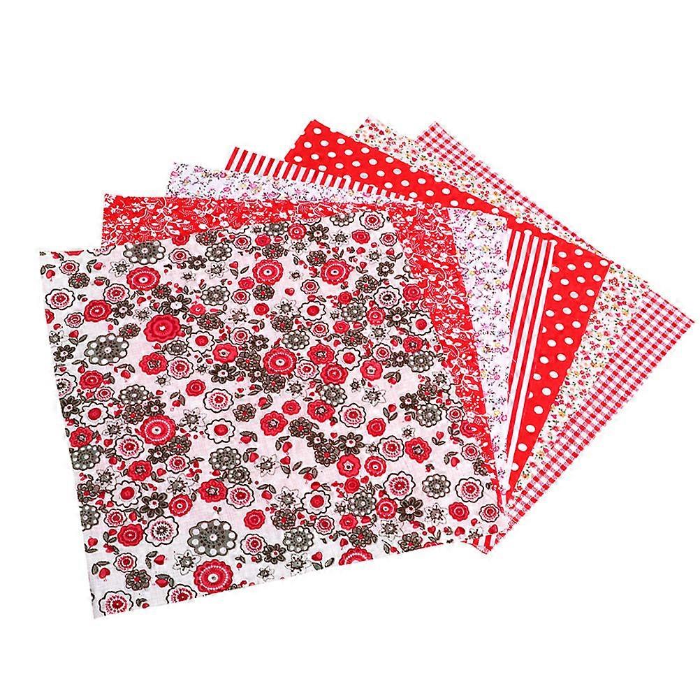 Flower Fabric Squares Handmade Clothing Accessories For Kids Red Color 7 Pieces/Pack Designed For Craft Projects