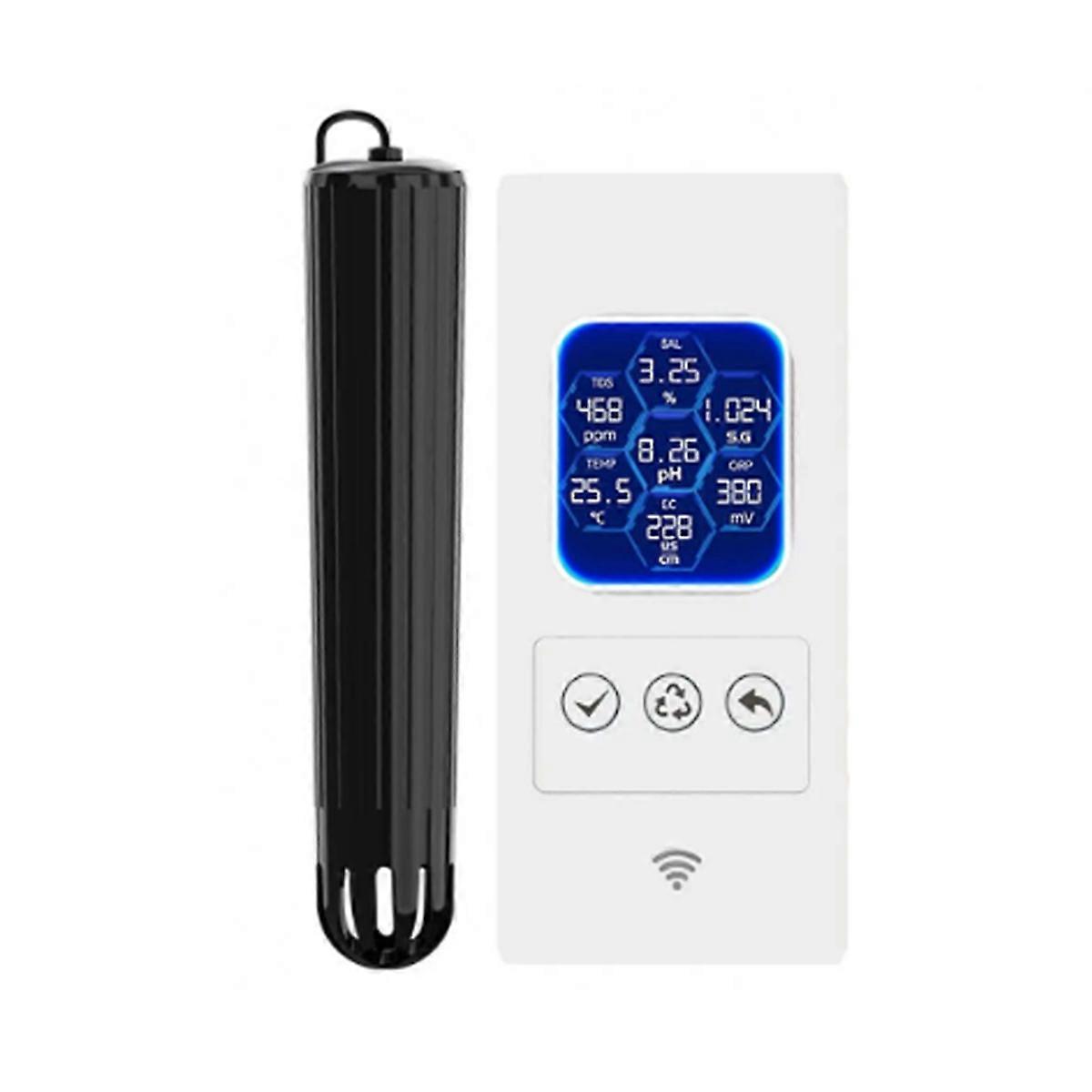 7 in 1 Online Wifi Smart Monitor SALT TEMP ORP Chlorine Ph Tds Ec Meter for Aquarium Tropical Fish EU PLUG