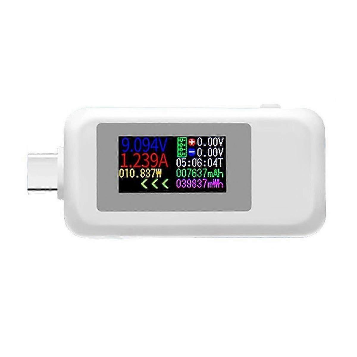 Type-C Tester DC Digital Voltmeter Current Voltage Meter-White