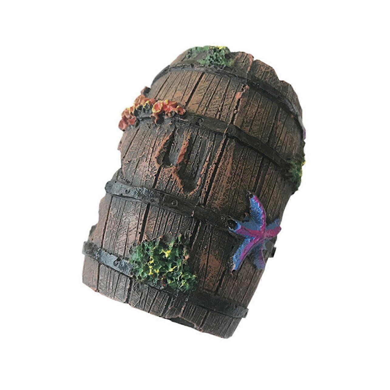 Simulation Wine Barrel Hideout Aquarium Decoration Resin Fish Tank Ornament 1 Piece Barrel Hideout Cave Accessory