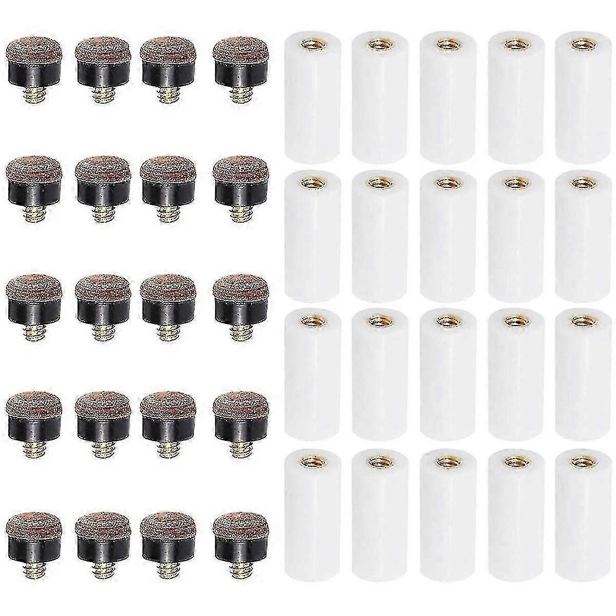 20sets Billiard Cue Tips With Pool Cue Stick Ferrules 12mm Billiard Screw-on Tips Replacement For N