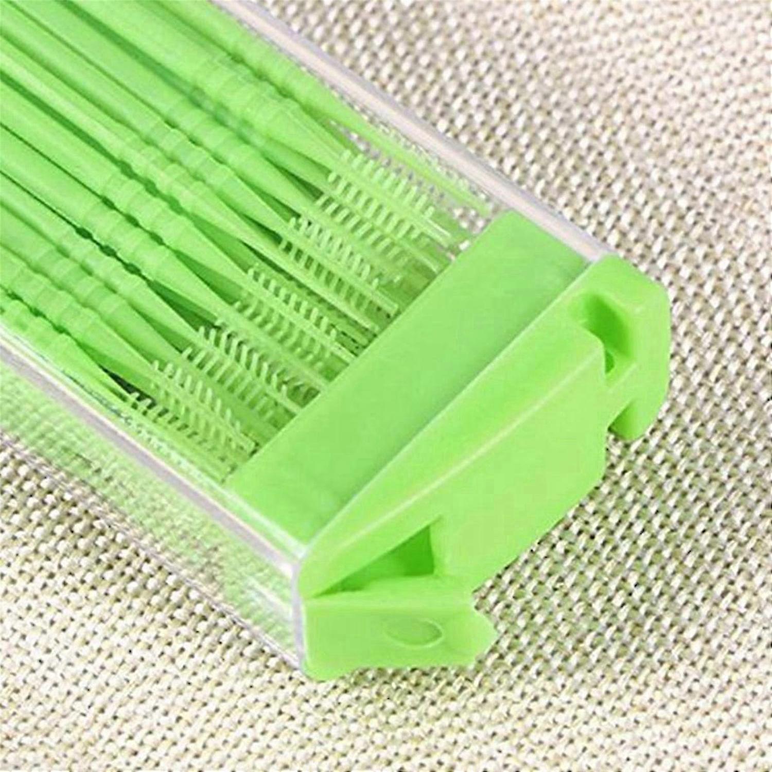50 Pcs Plastic Toothpicks 2 Way Tooth Picks Interdental Random Color