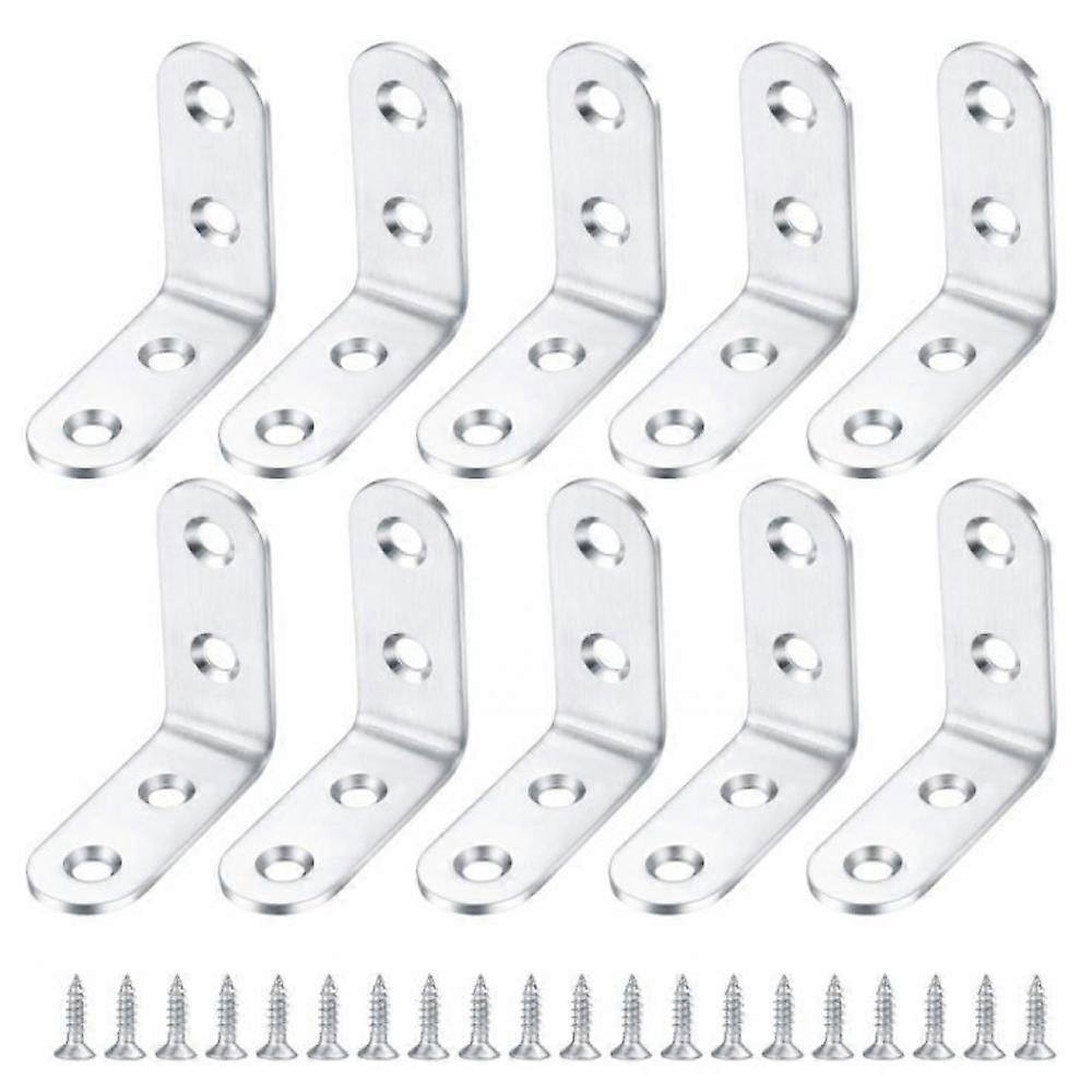 Wall-mounted 90° angle shelf bracket set, L-shaped, metal, mounting kit for reinforcement, 10 or 20 pieces selectable