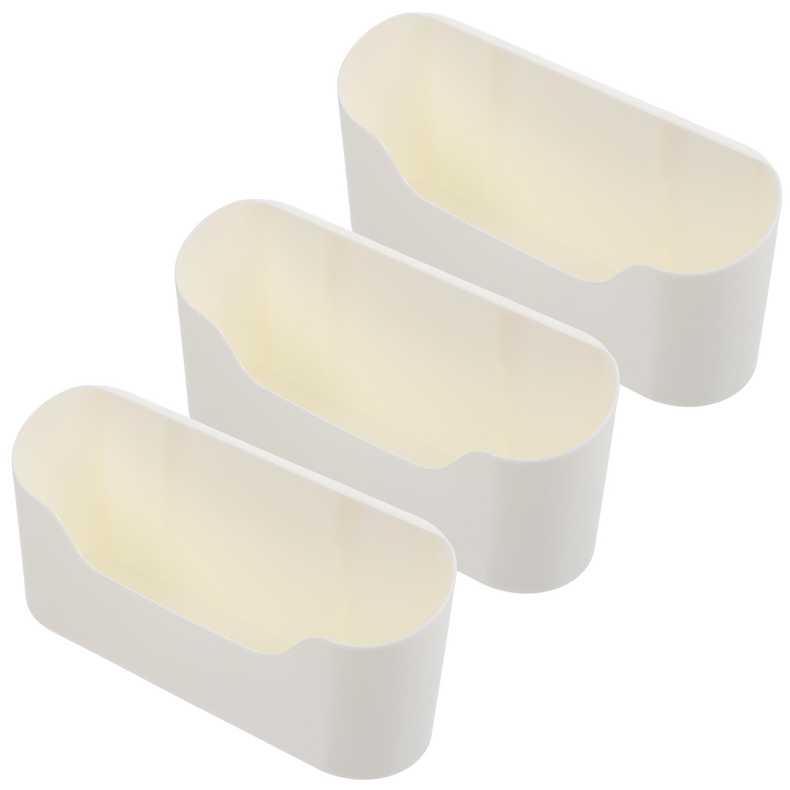 Plastic Adhesive Wall Storage Box for Kitchen Organizer 3Pcs White Set