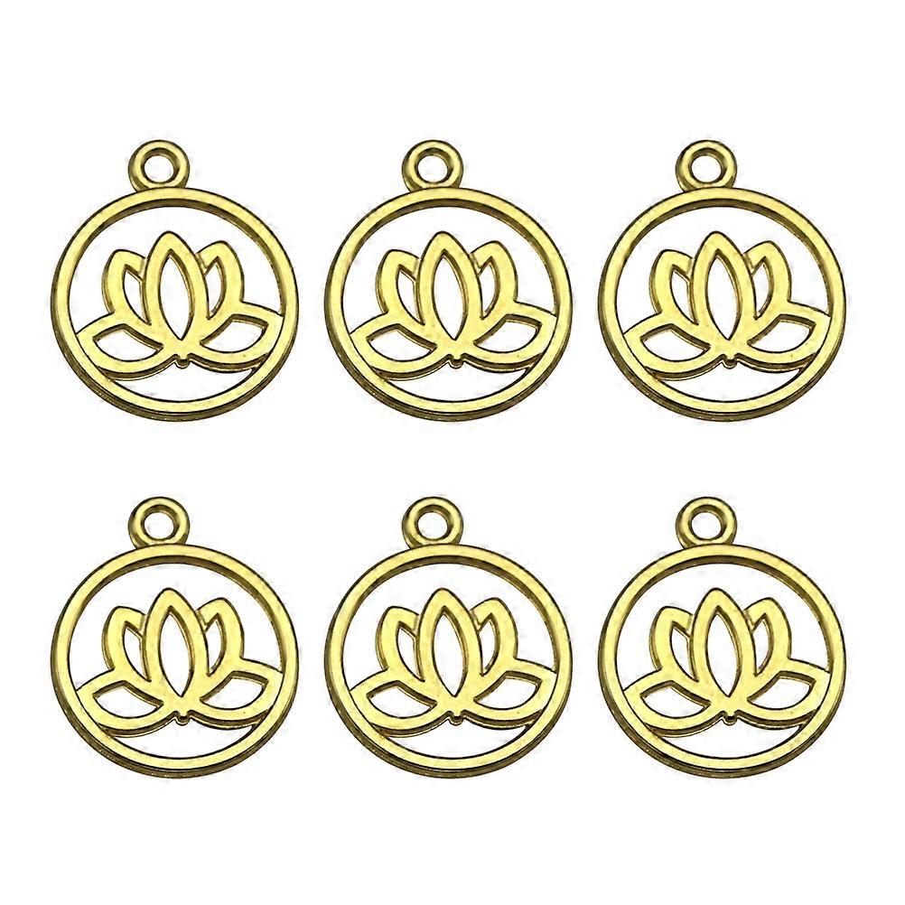DIY Charm Pendant Set Round Lotus Flower for Jewelry Making 100Pcs Alloy