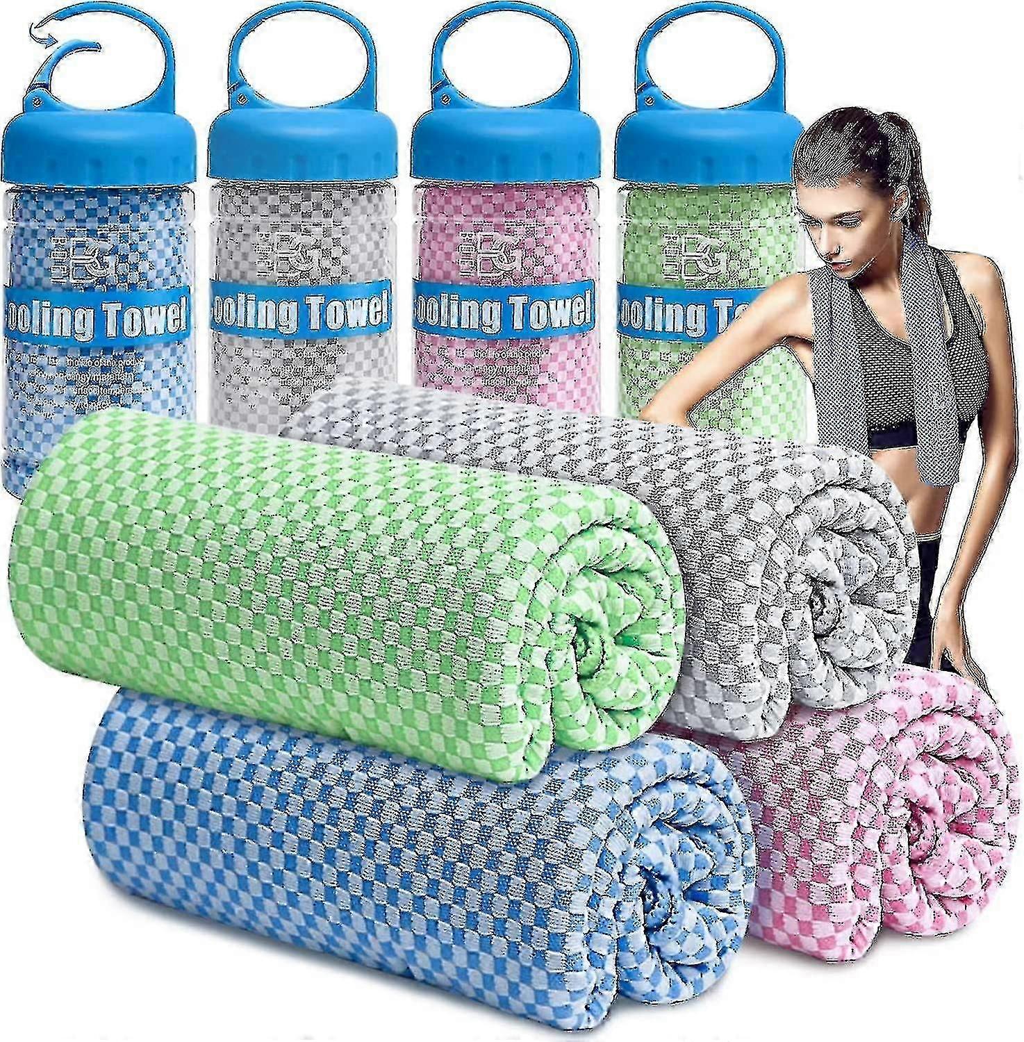 Serviette de refroidissement de 4 paquets, serviettes rafraîchissantes pour le cou et le visage - 40 « x12 « - Serviette de glace pour un refroidissement instantané (rose4) Tw