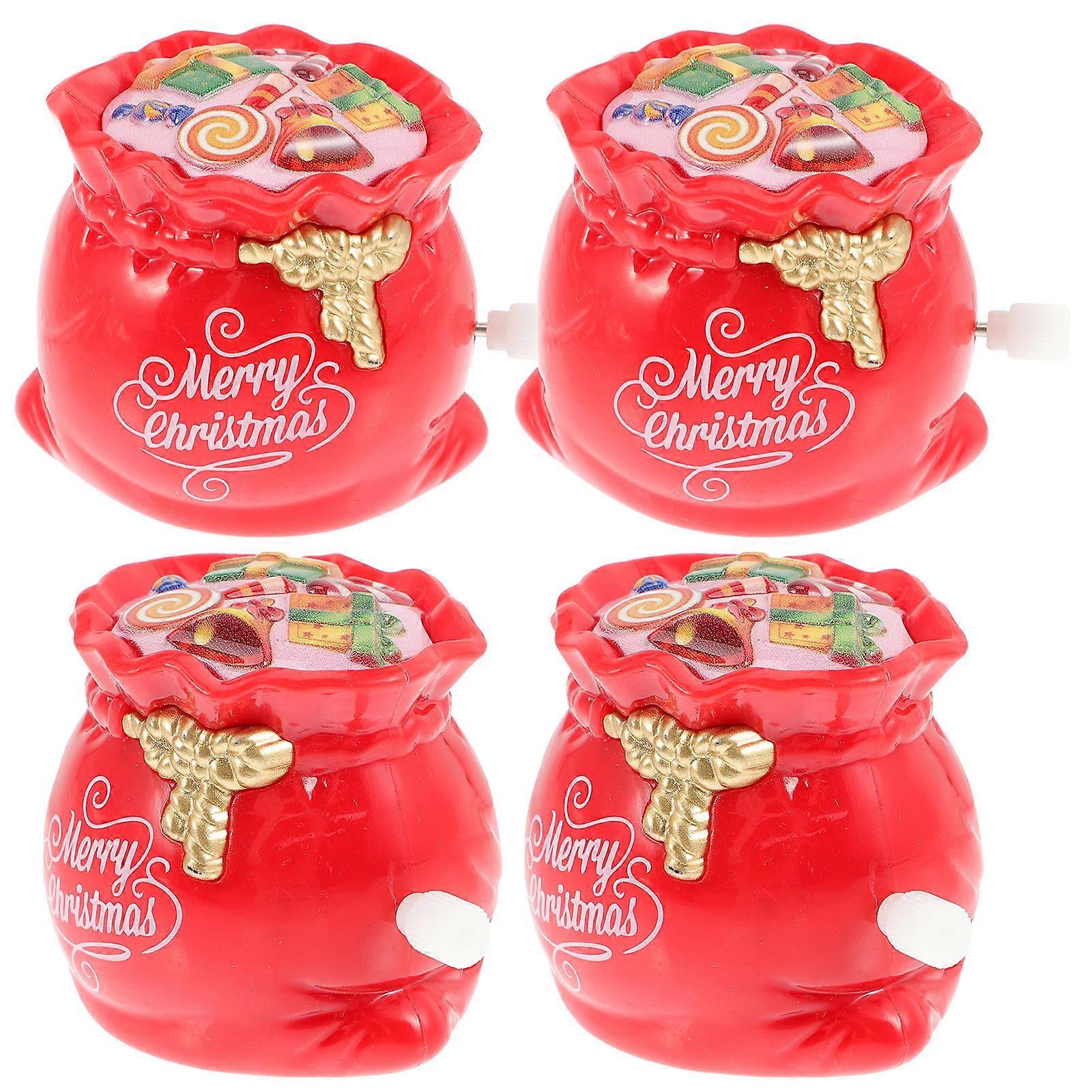 Wind Up Toys Christmas Tabletop Walking Shape Red Plastic for Walking 4Pcs