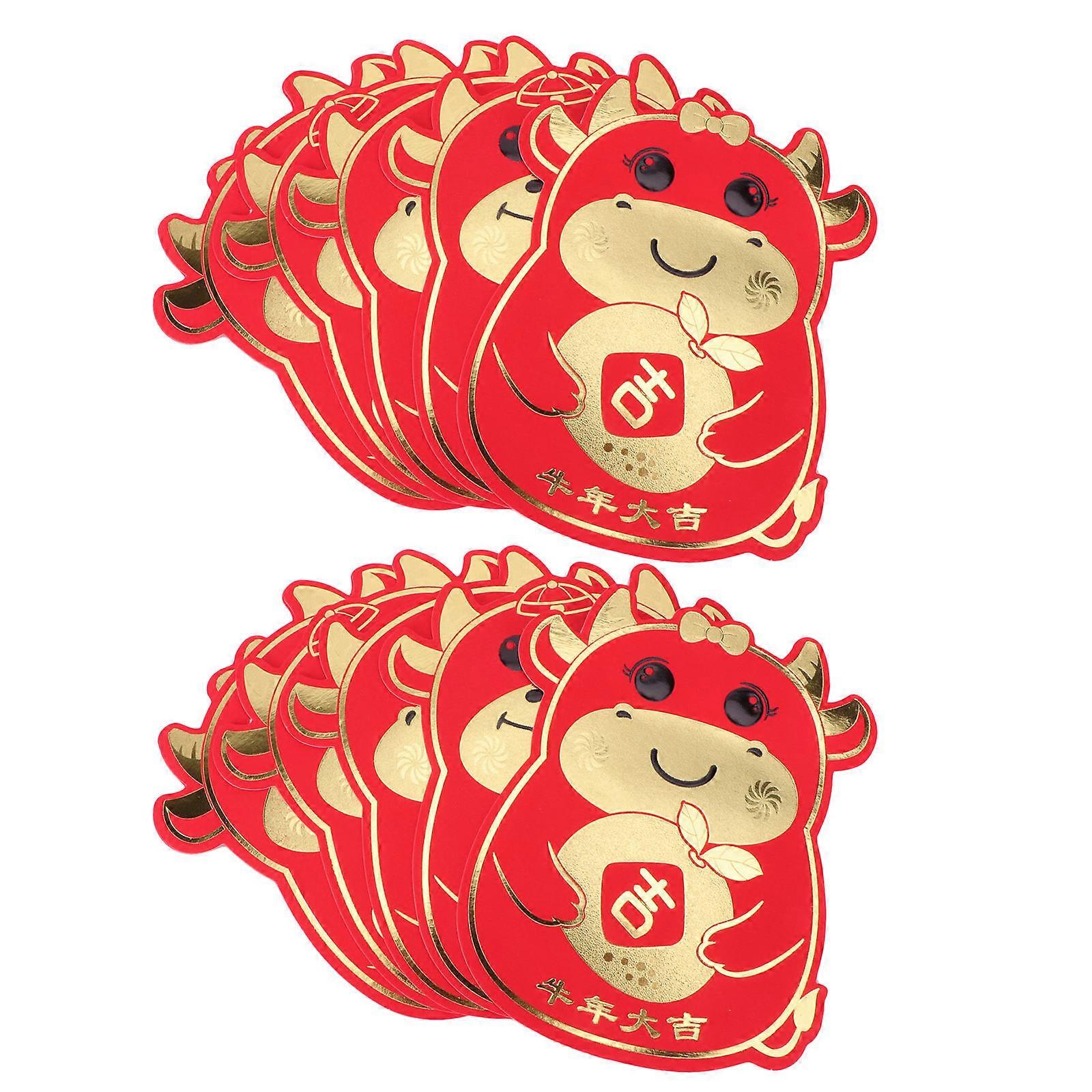 New Year Red Envelopes Paper Money Envelope for Festival Use 12Pcs