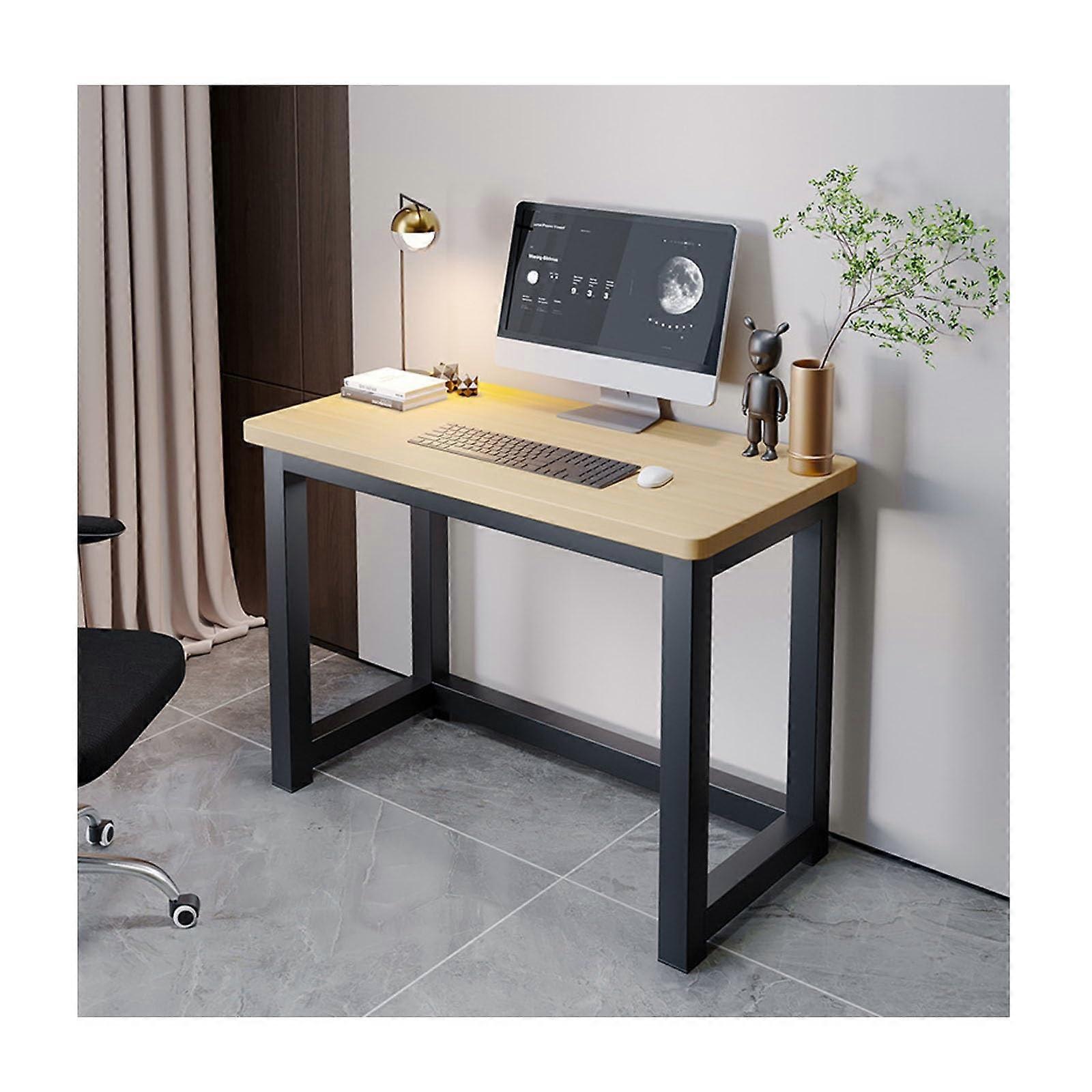 Computer Desk White Wood Grain Finish, Home Office Desk, Easy Assembly Study Table For Remote Work And Gaming, 100x60cm