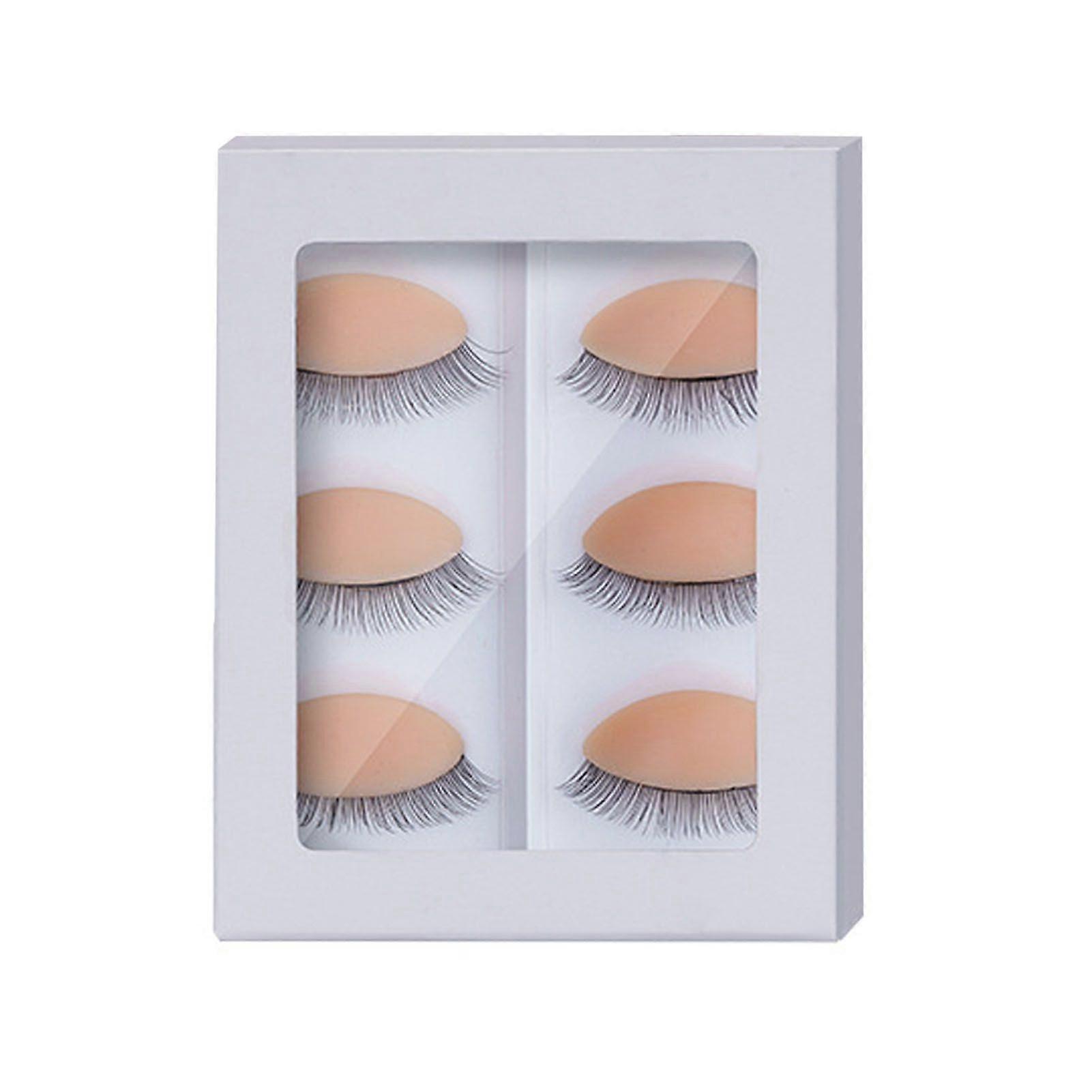 3 Pairs Replaced Eyelids Silicone Double Eyelashes Replacement Eyelids for Mannequin Head Skin Color