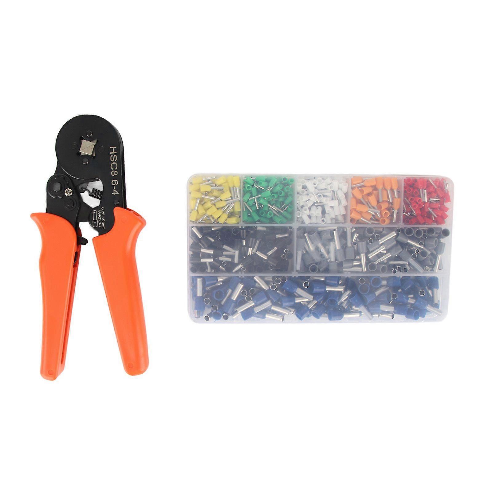 HSC8 64 SelfAdjusting Ratchet Crimper Pliers + 800pcs Preinsulated Tube Terminals
