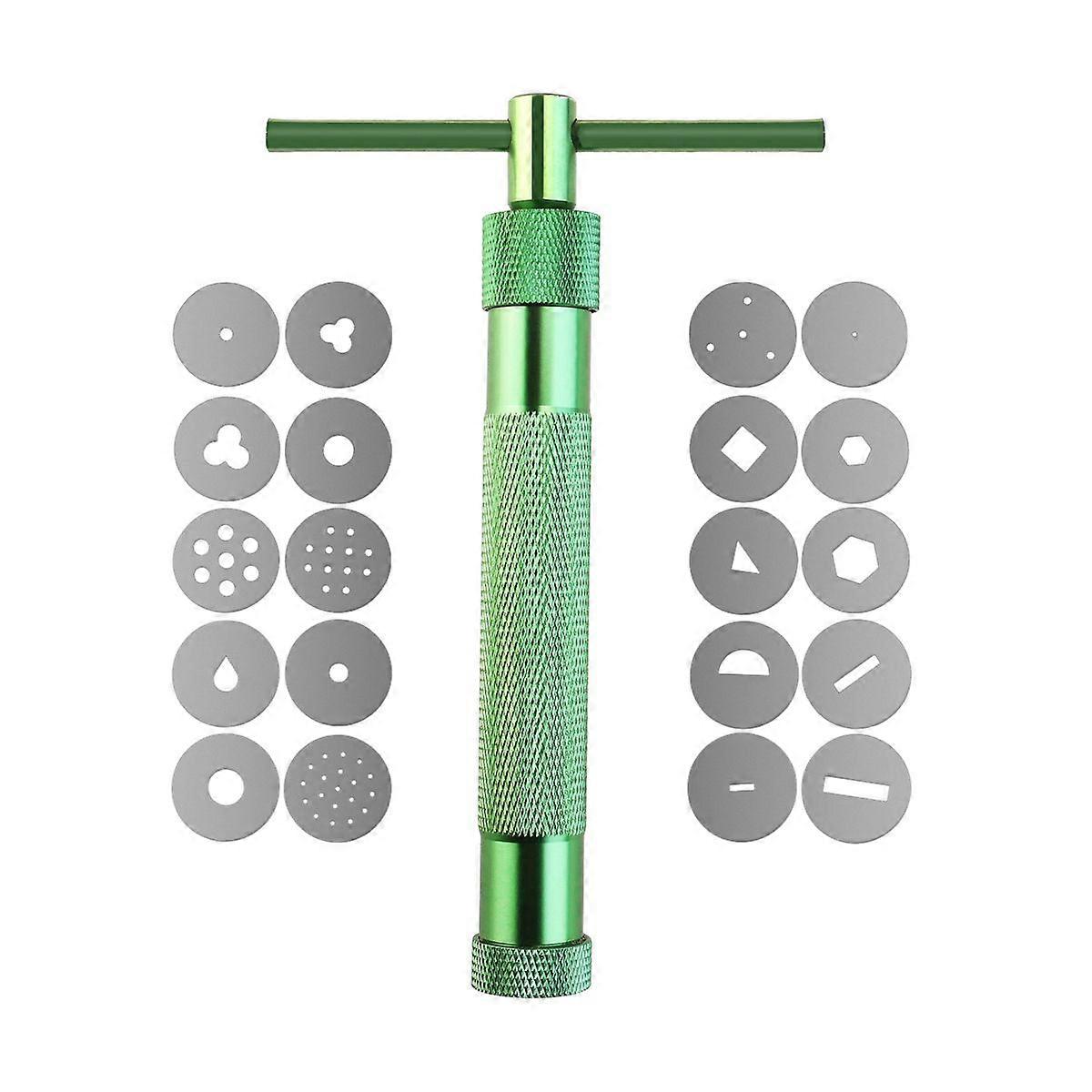 VORCOOL Portable Polymer Clay Extruder Sculpey Sculpting Tool with 20 Interchangeable Discs (Green)