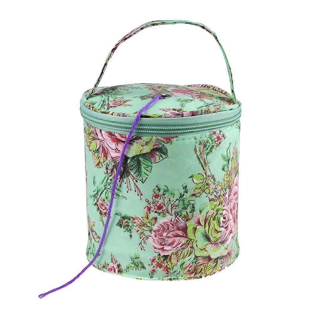 Yarn Storage Small Round Woven Yarn Bag With Zipper, Portable Yarn Organizer For Knitting Projects