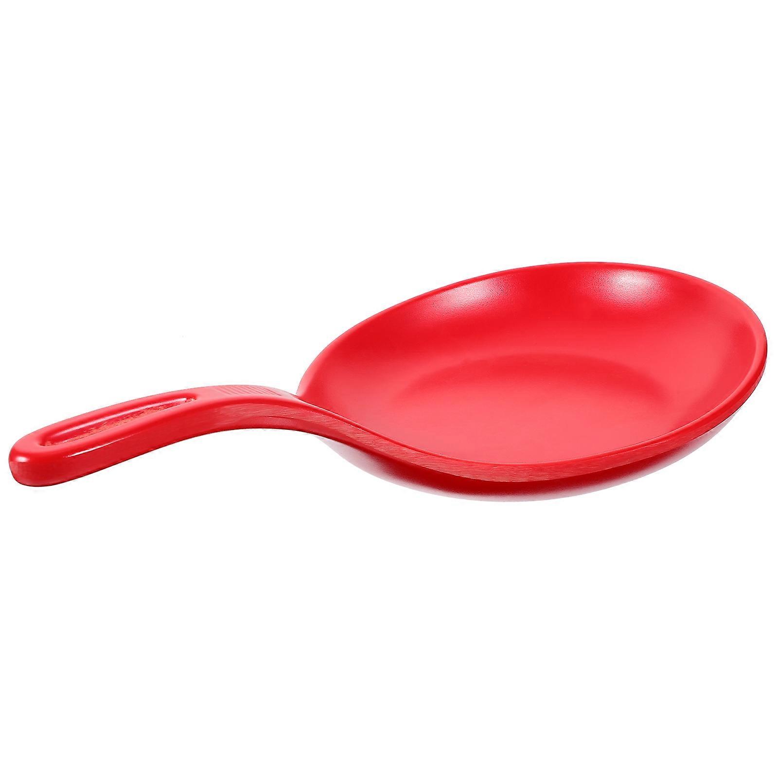 Spoon Plate with Handle Food Serving Plate for Home Use Red