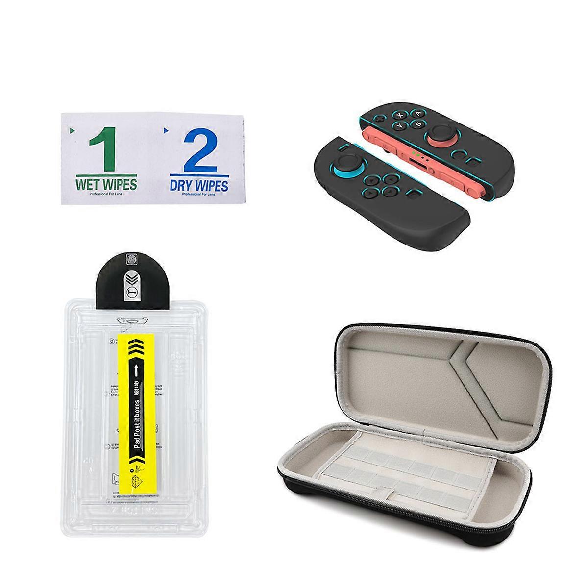 4 in 1 Protective Set Switch 2 Tempered Glass Screen Game Console Case Handle Protector Cover for Sw