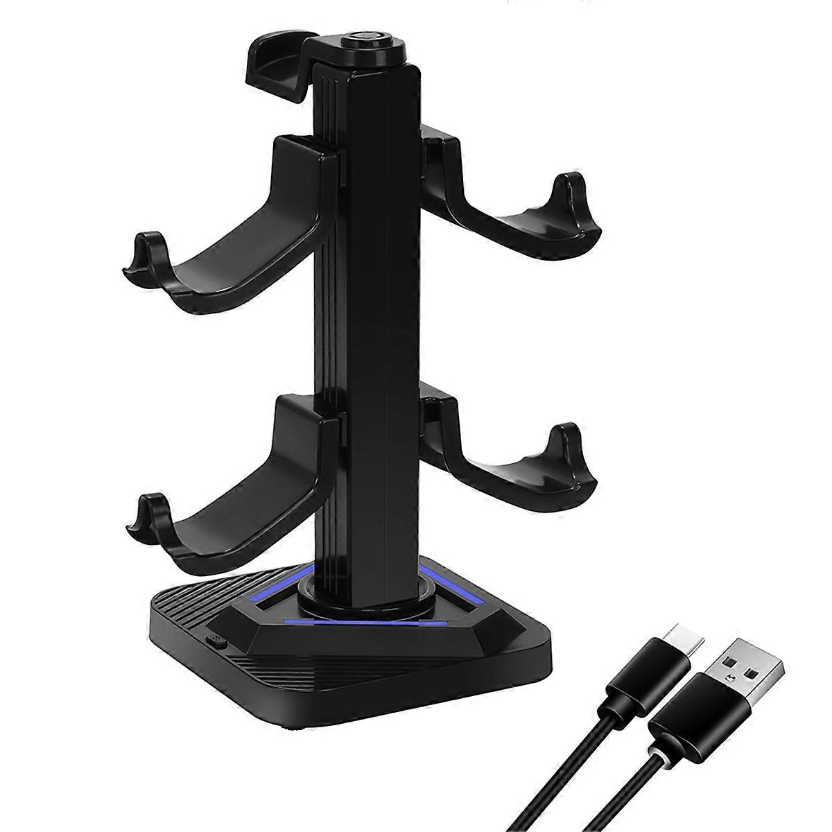 RGB Game Controller Holder 8 Lighting Effects Headset Gamepad Stand with 3 USB Ports Controller Sta