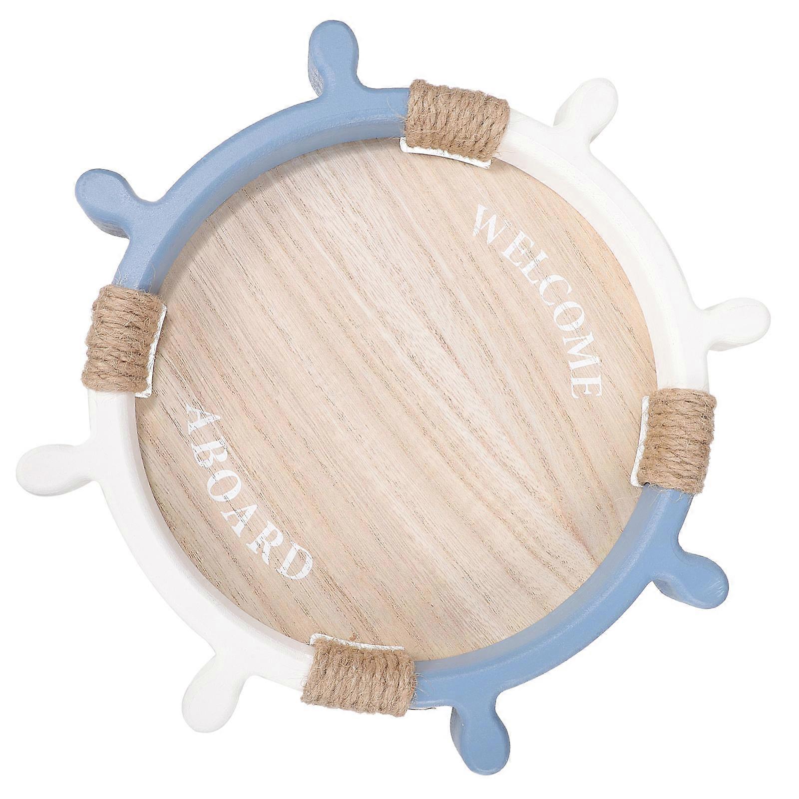 Rustic Brown Wood Tray for Storage 3Pcs Mediterranean Style Serving Tray