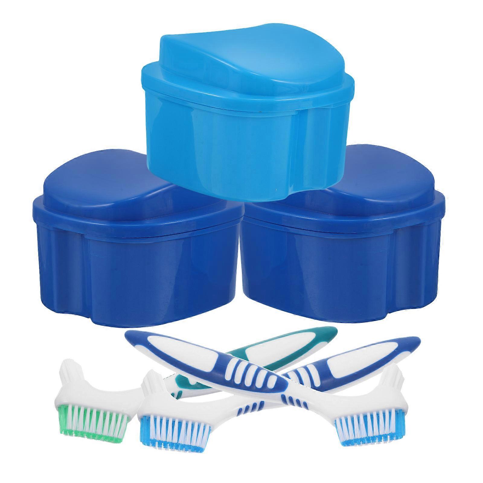 Travel Denture Case for Cleaning 9Sets with Brush Leakproof and Portable