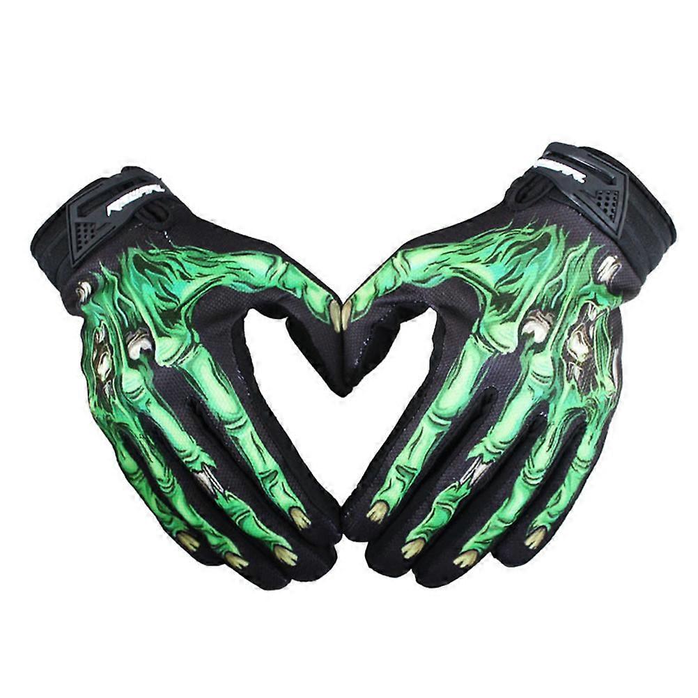 L Size Green Full Finger Gloves For Driving Outdoor Sports With Handle Sensitivity 2Pcs