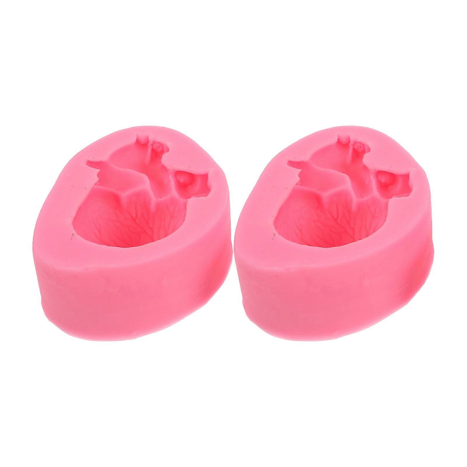 Halloween Heart Shape Silicone Cake Mold for 4Pcs Pink Set